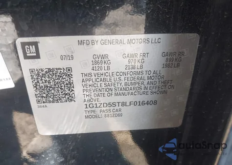 2020 Chevrolet Malibu Fwd Lt z USA, uszkodzony, nr VIN 1G1ZD5ST8LF016408